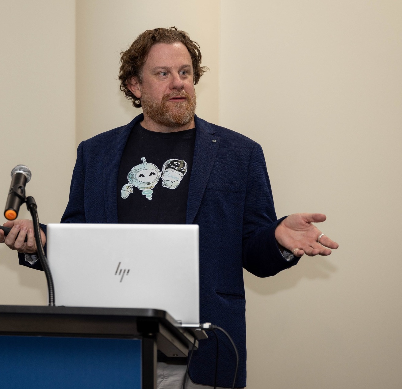 Simon Lowe presenting to a room