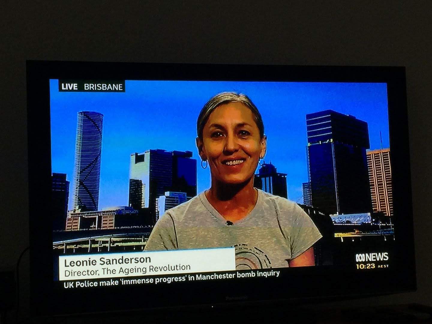 Leonie Sanderson seated for an interview with ABC News