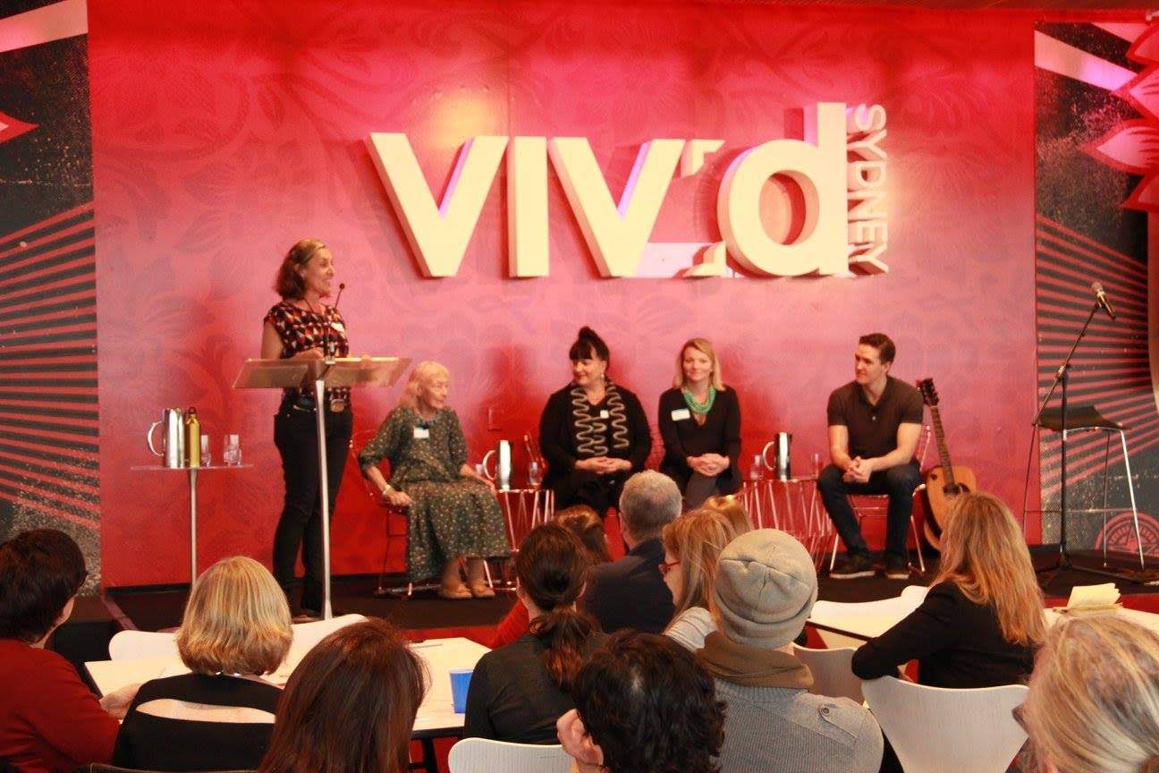 Leonie Sanderson speaking on a panel at Vivid Sydney
