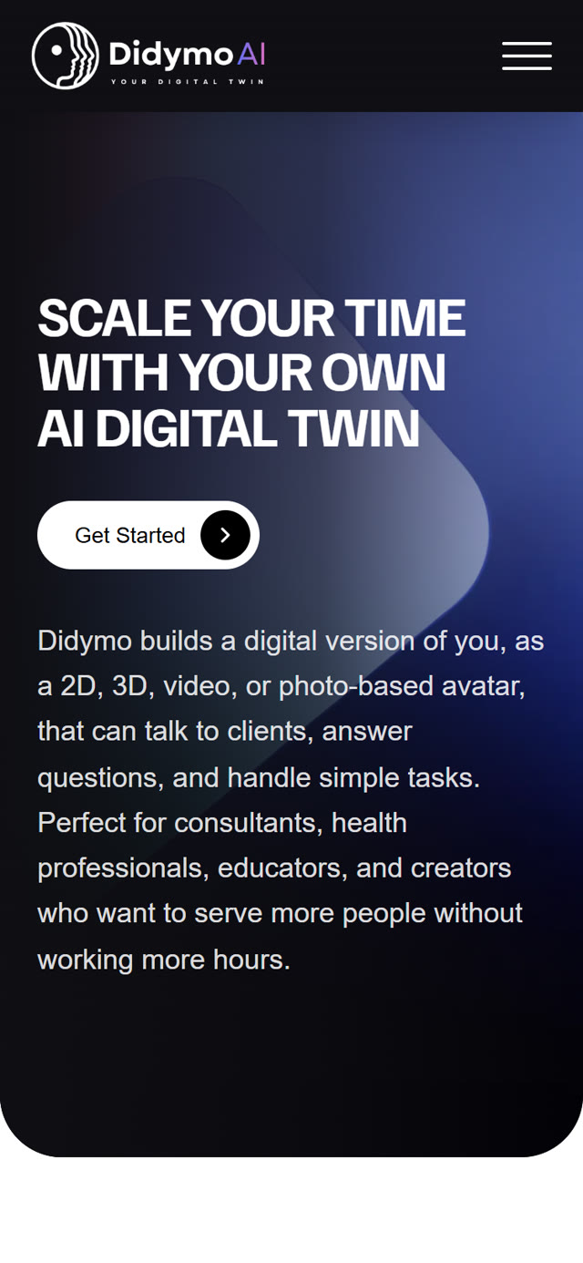 Didymo AI running in a mobile web browser at a 375px phone viewport