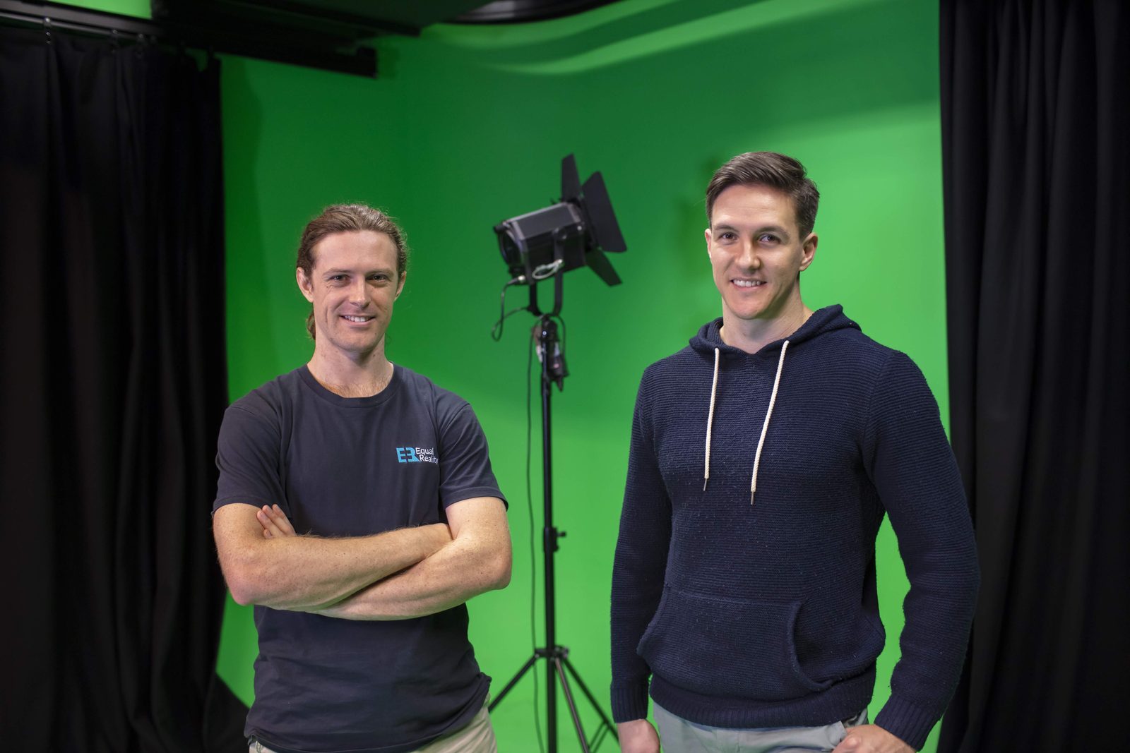 Equal Reality co-founders Brennan Hatton and Rick Martin in their production studio.