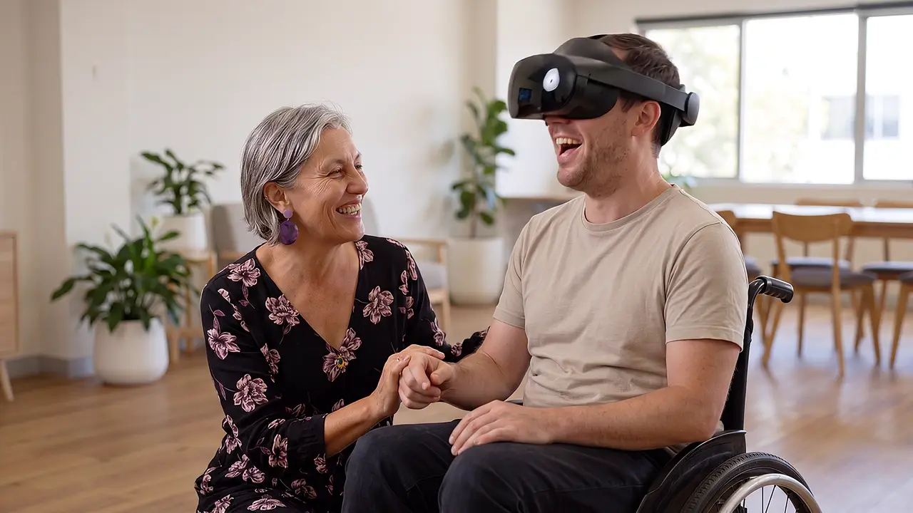 Practising support in a VR scenario.