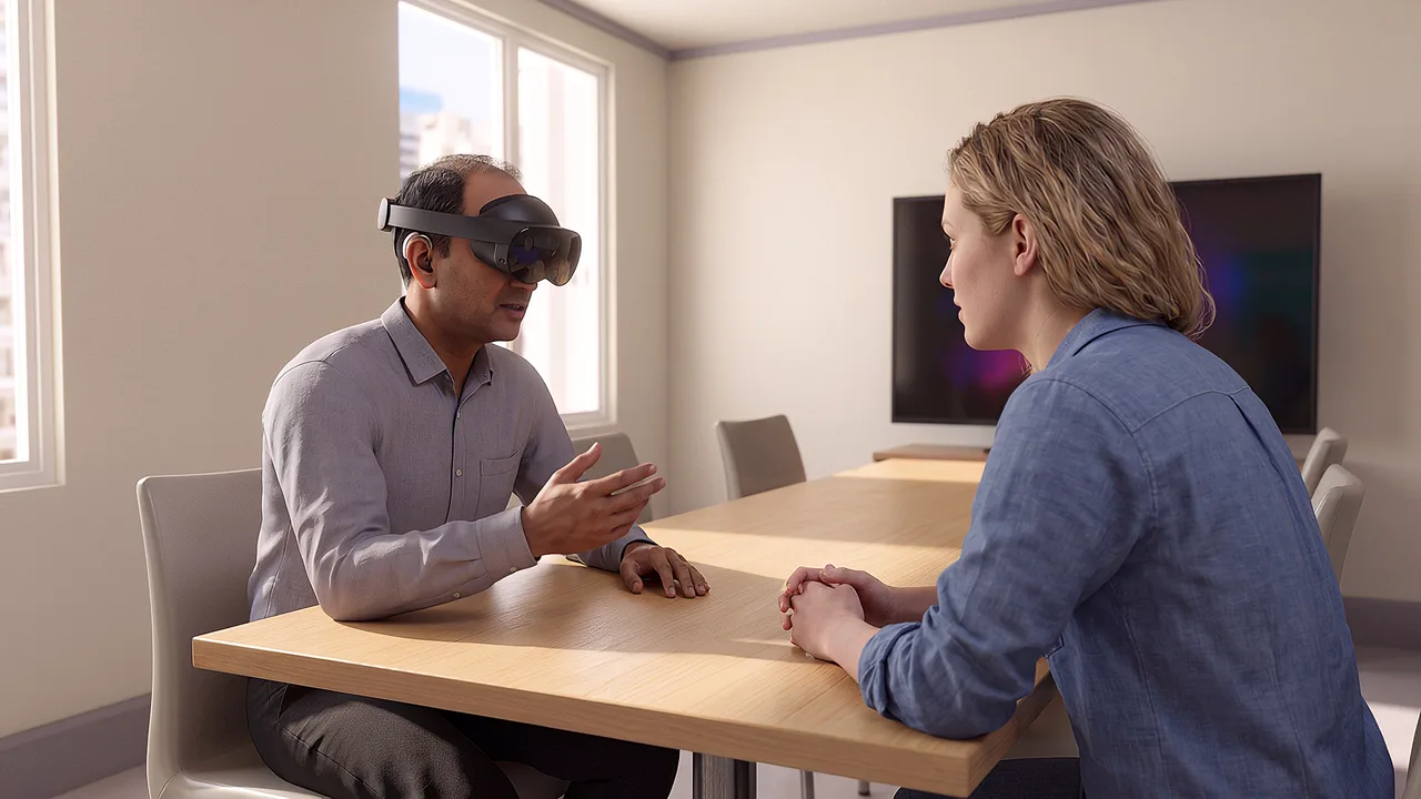 A team leader gives a colleague feedback. A VR training scenario for cross-sector.