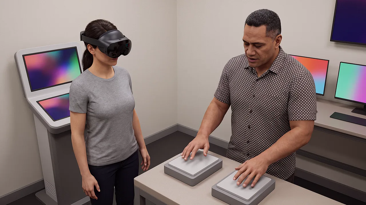 Two colleagues test a connected task. An AI roleplay scenario for digital twins.