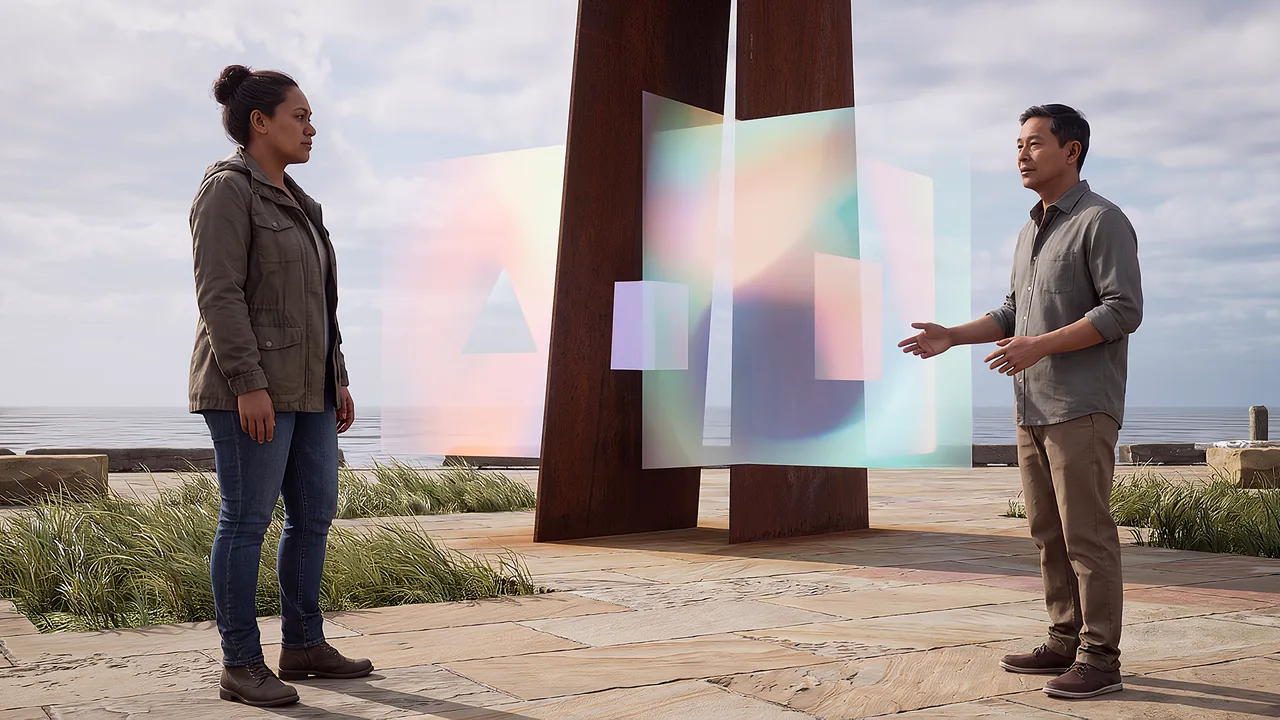 Colour planes extend a harbour sculpture. A rapid prototyping scenario for fast builds, from idea to working product.