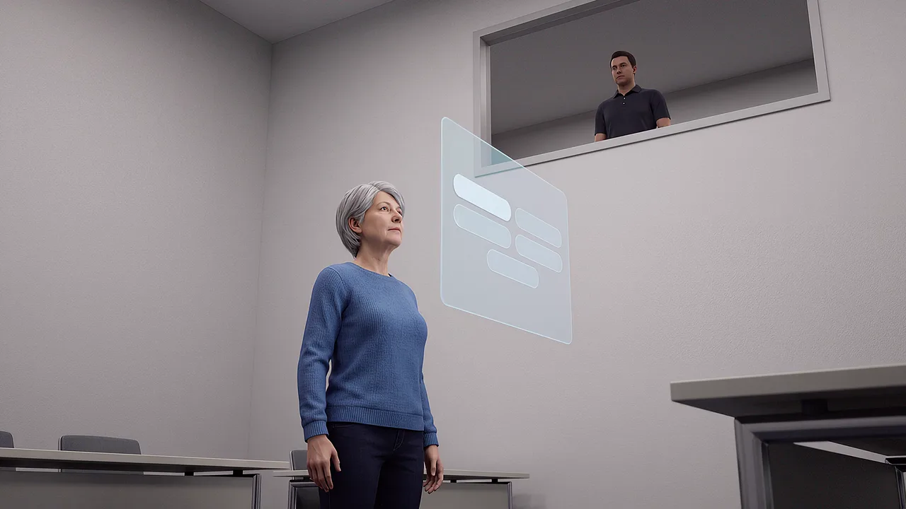 A reviewer watches an AI conversation with the approval controls in view.