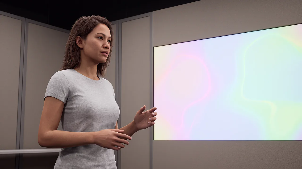 A visitor moves beside a coloured mirror. A rapid prototyping scenario for fast builds, from idea to working product.