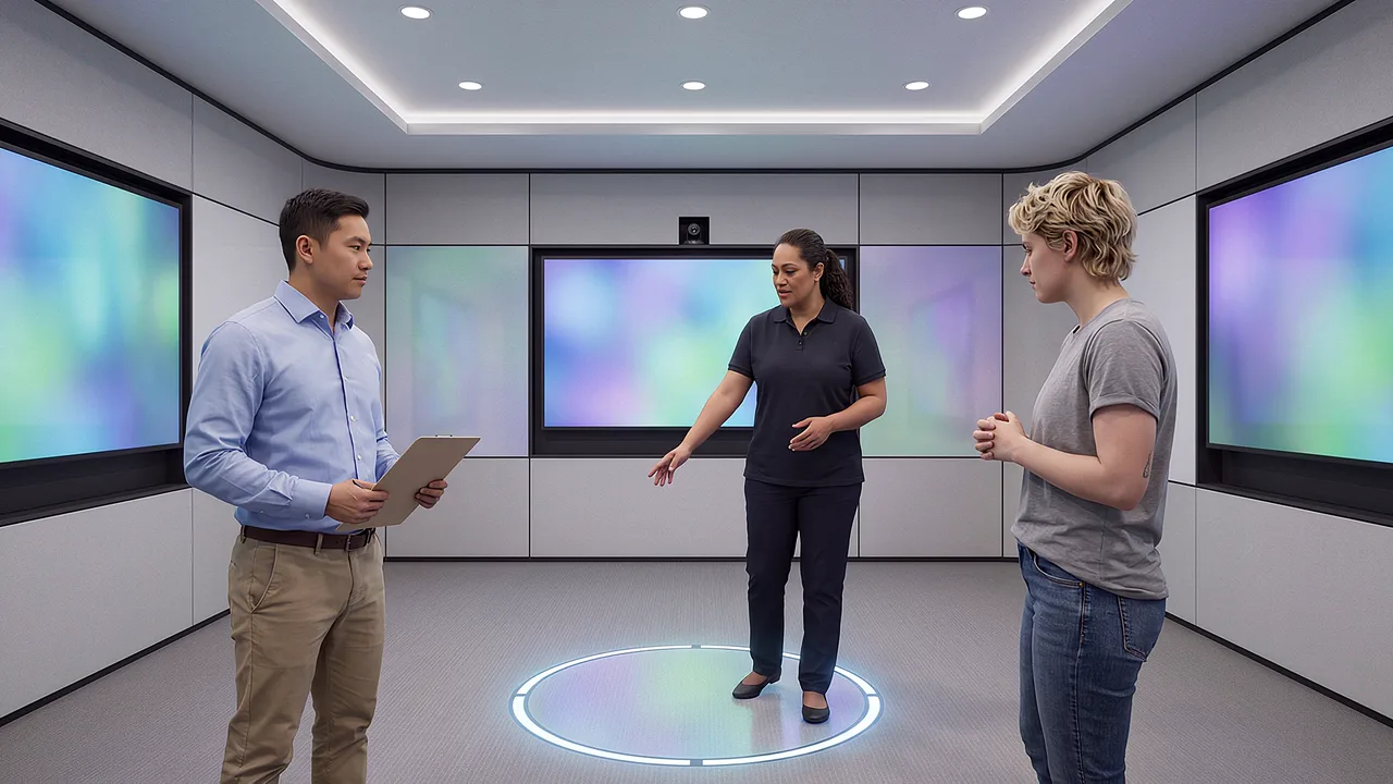 A facilitator guides two participants. A rapid prototyping scenario for fast builds, from idea to working product.