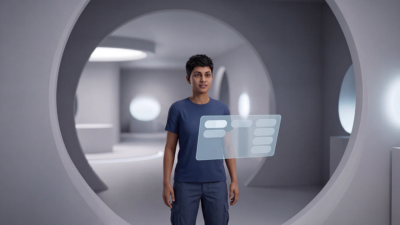 A module joins the outer ring. A first person rapid prototyping scenario for rapid custom builds, seen through the headset.