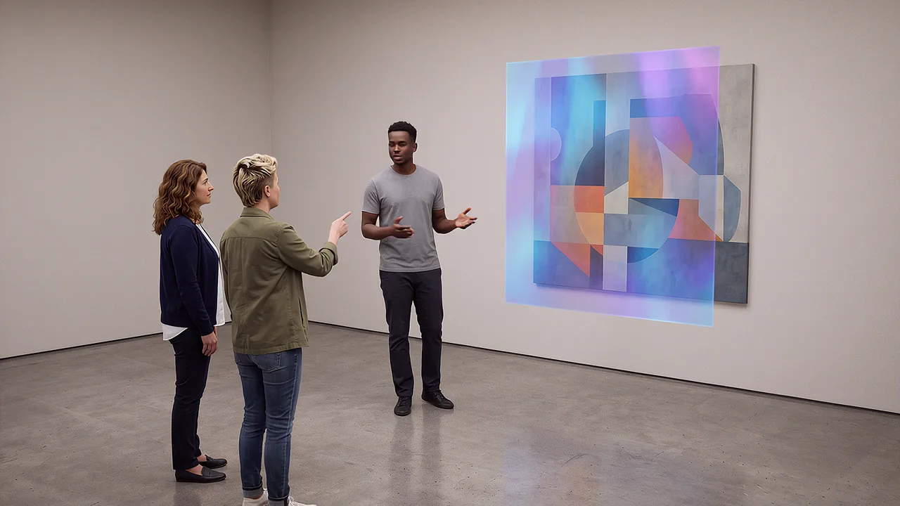 A digital artwork layer anchored on a real wall.