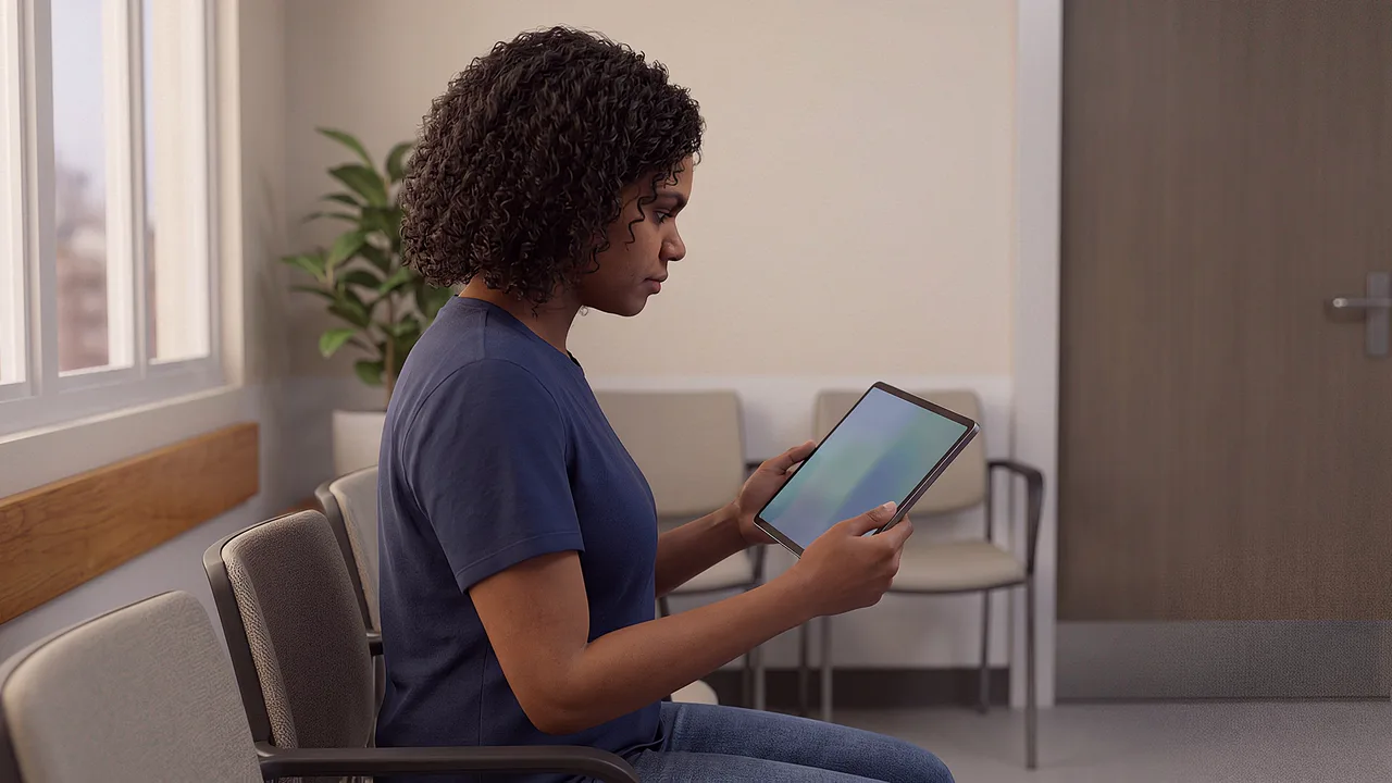 The tablet check-in, tried in the waiting room it is for. A rapid prototyping scenario for mobile experiences, from idea to working product.