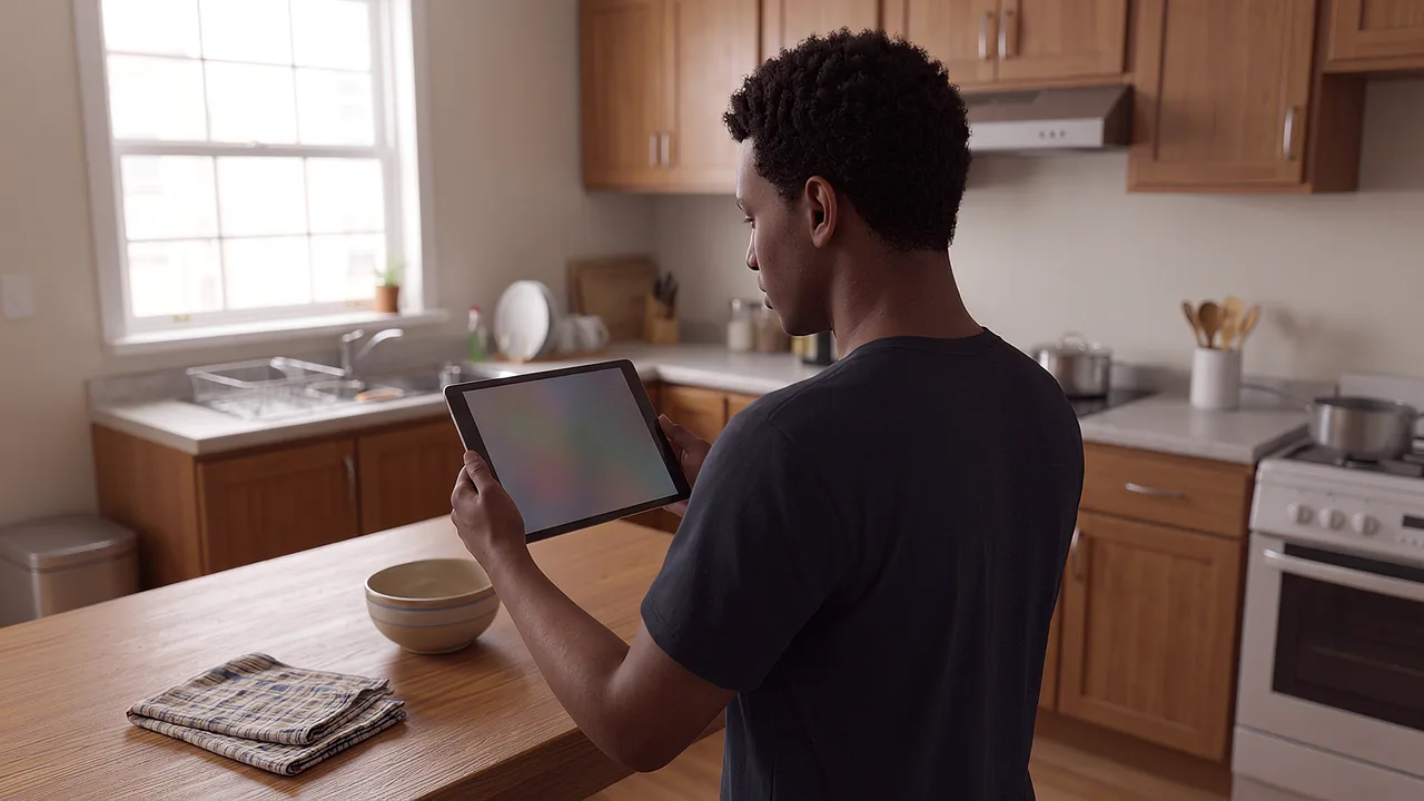 A tablet shows coloured shapes among kitchen objects. A rapid prototyping scenario for fast builds, from idea to working product.