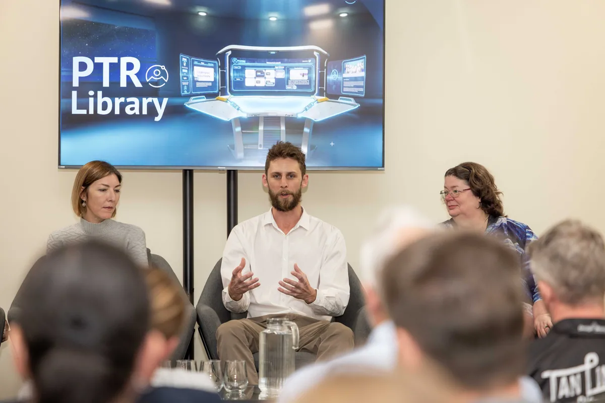 A panellist answering a question. PTR VR Library public launch at Smart Precinct NQ, Townsville, 18 July 2024.