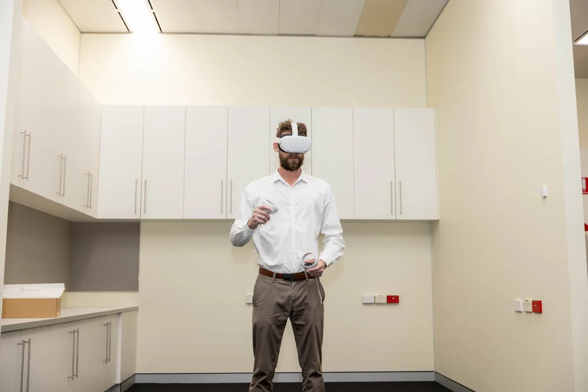 Trying the PTR VR Library for the first time. PTR VR Library public launch at Smart Precinct NQ, Townsville, 18 July 2024.
